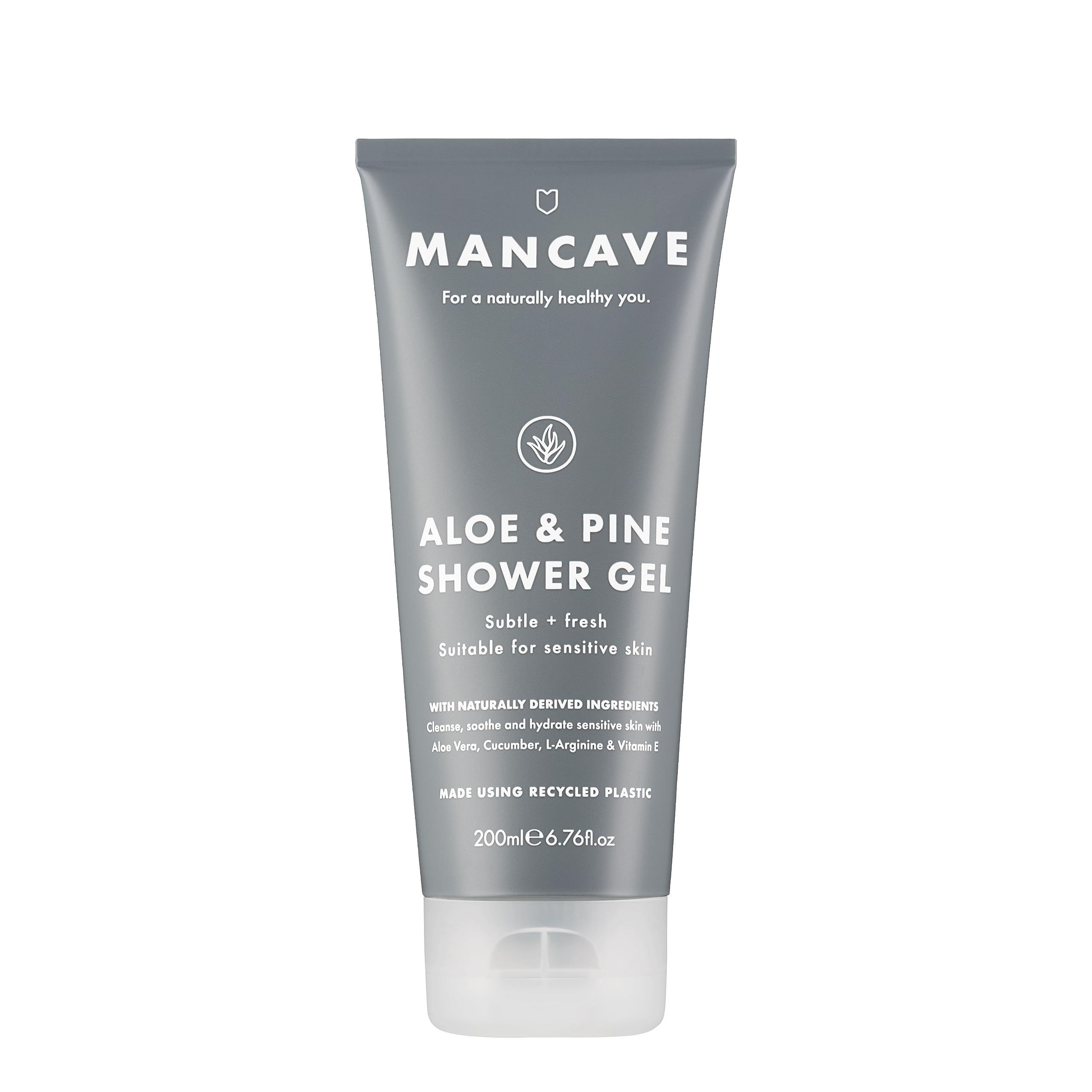 ManCave Shower Gel for Men - Aloe & Pine, 200ml - Vegan, Cruelty Free, Sulphate Free Formula - Effectively Cleanses and Moisturizes Sensitive Skin