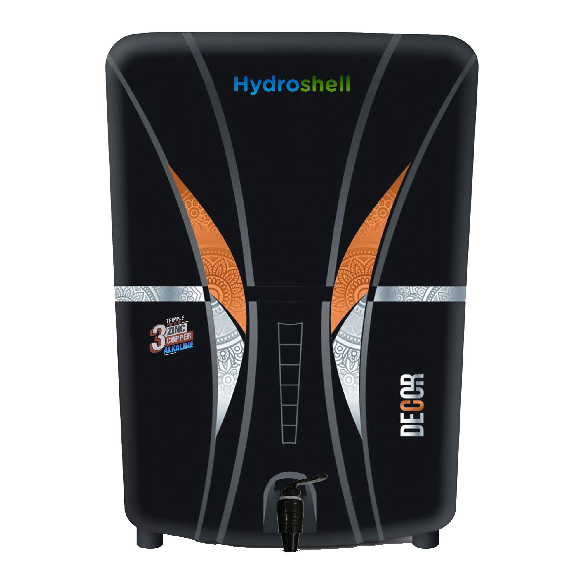 Decore Black Electric & ISO Certified RO+UV+UF+TDS+Zinc Water Purifier Suitable For All - Borewell, Tanker, Municipality Water With 1 Year of Warranty