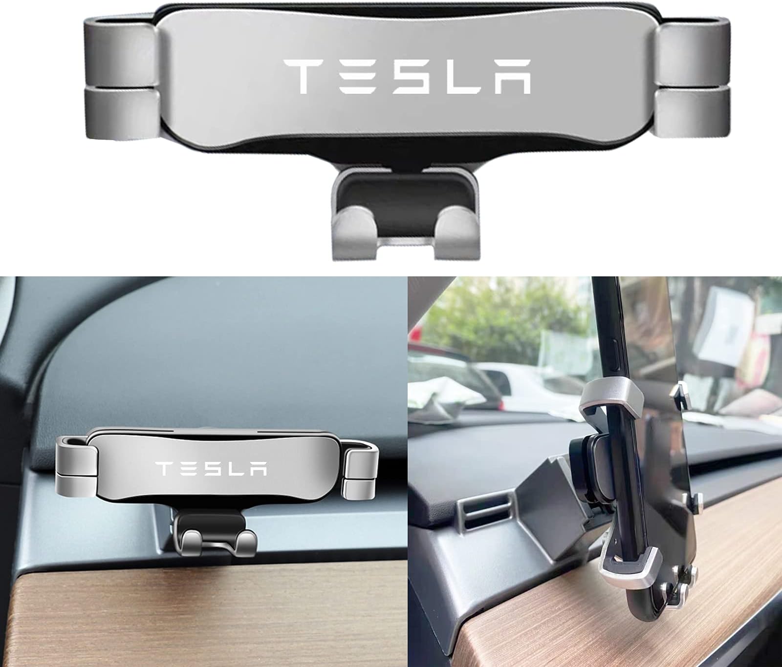 KIKIMO 2021 Tesla Model 3 Model Y Phone Holder, Tesla Model 3 Model Y Accessories, Adjustable Car Phone Mount, Universal Car Cell Phone Holder Fit for Tesla(Doesn't fit 2022 Model 3/Y)