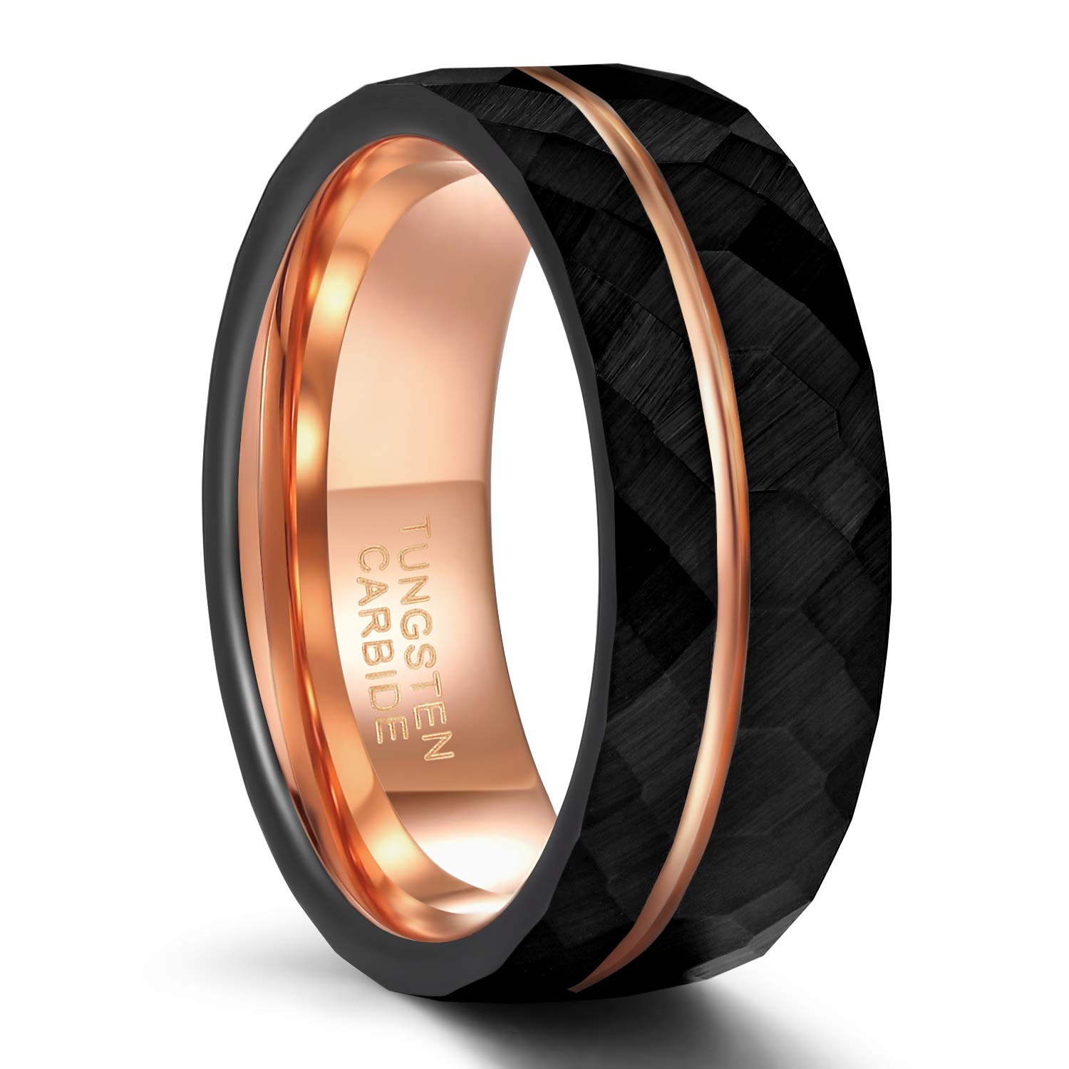 Frank S.Burton Black and Rose Gold Tungsten Ring
