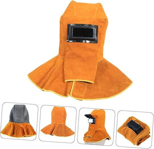 Miniatura 3 de jojofuny Máscara de soldadura de cuero, gorra de soldadura de cuero, visera de soldadura, sombrero de soldador, gorra de soldadura con cuello