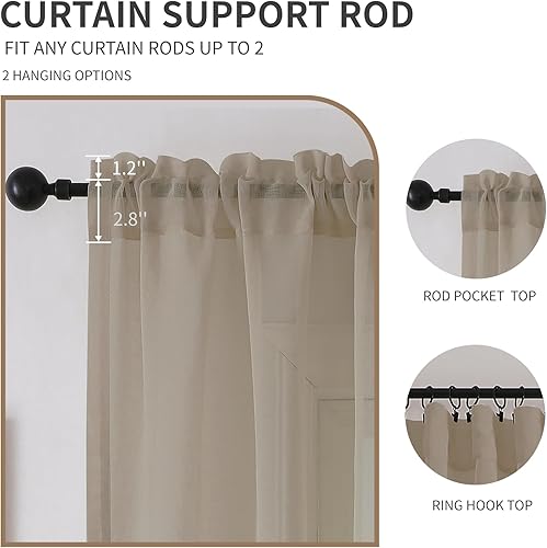 Miniatura 4 de CUCRAF Paneles de cortinas transparentes para sala de estar, dormitorio, cortinas de tratamiento de semi ventana, bolsillo para barra, juego de 2