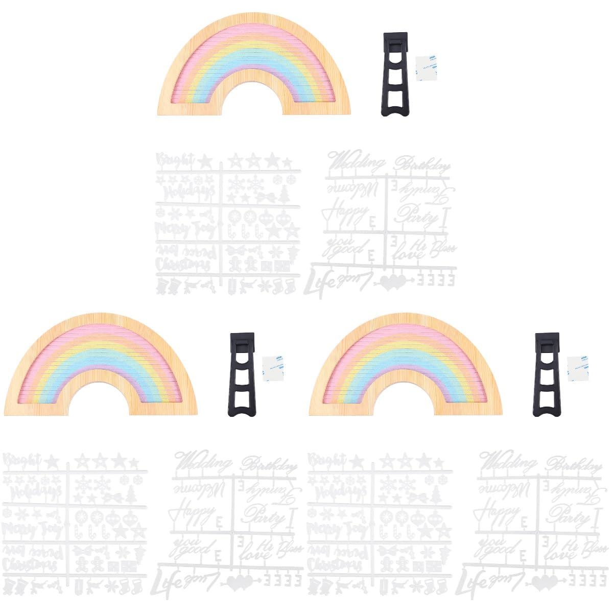 jojofuny 3 Ensembles Tableau à Lettres Feutre Décoratif avec Cadre Bois Message DIY Personnalisé Support Amovible Décoration Maison Petit et