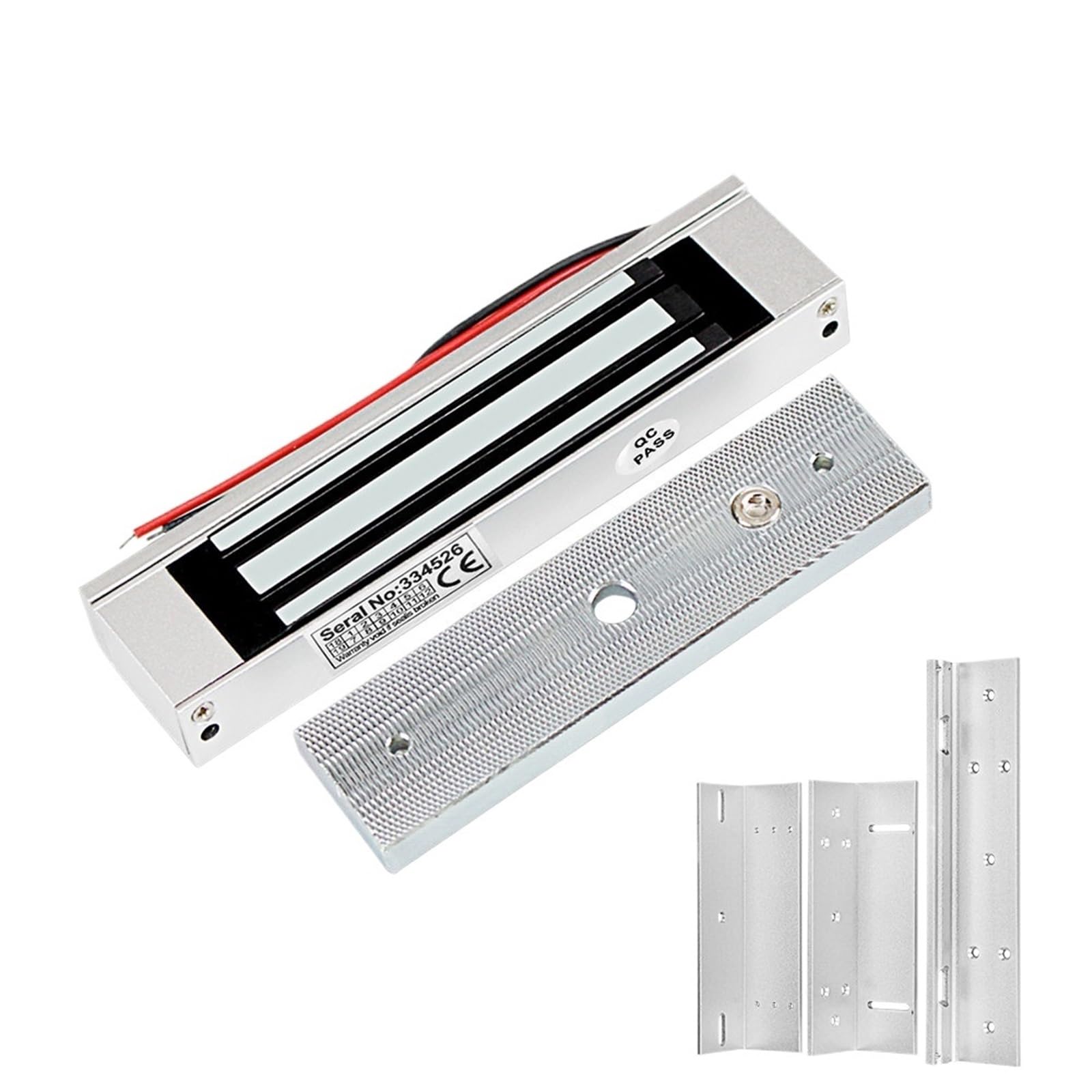Cerraduras de Puerta eléctricas Cerradura magnética Fuerza de retención de 180 kg/350 LB Cerradura electromagnética Mental de 12 V CC con/sin Soporte(Lock with L Bracket)