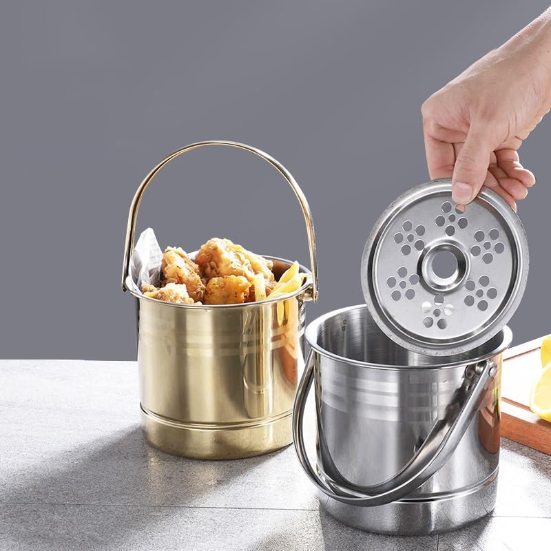 Secchiello per il ghiaccio in acciaio inox spesso, secchiello per il ghiaccio, secchiello per snack con pollo fritto, secchiello per il ghiaccio creativo, secchiello per vino rosso, secchiello per bev