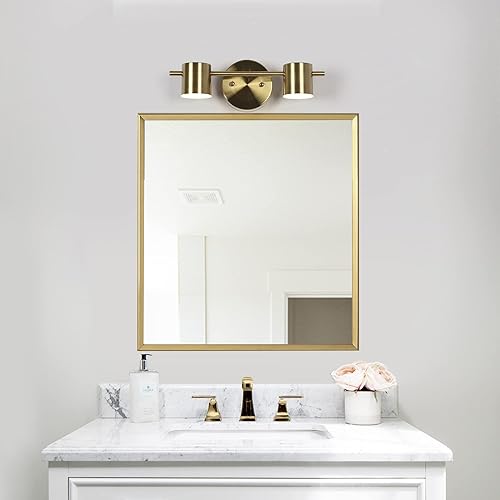 Miniatura 6 de ZEVNI Aplique LED dorado, luz de noche de 2 luces, lámpara de tocador en cobre plateado, brillo blanco cálido, 585LM, 3045K