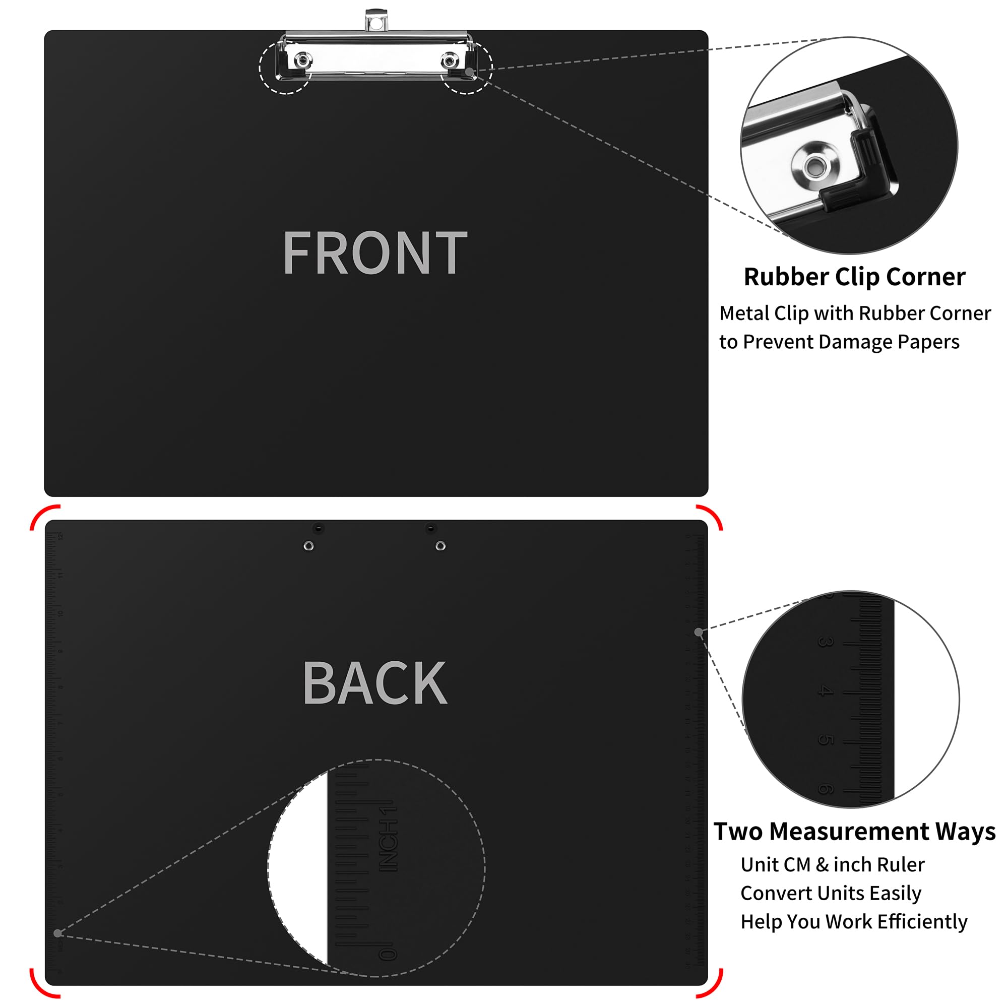 Pechor A3 Clipboard Extra Large Clipboards Not Fragile Horizontal Plastic Lap Boards with Low Profile Clip for Drawing Sketching - Image 3