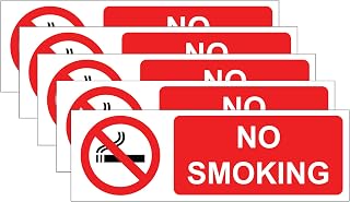 RDLCAR No Smoking Warning Sign, Safety Warning for Public Places, Restricted Areas and Business Premises, Smoking Prohibition Signs for Indoor & Outdoor Use, Rigid PVC, 100mm x 300mm, Pack of 5