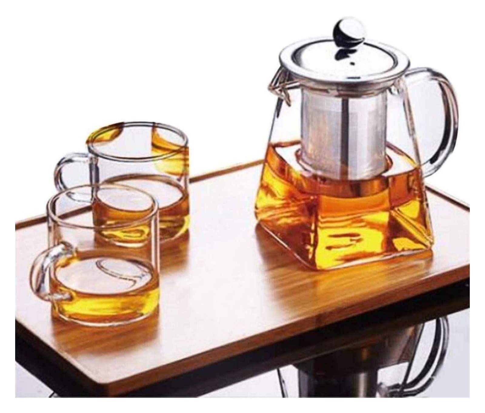Tetera Tetera 350 ML Tetera de Vidrio de borosilicato Transparente Tetera de Taza de té de Vidrio Elegante con colador de infusor de Acero Inoxidable