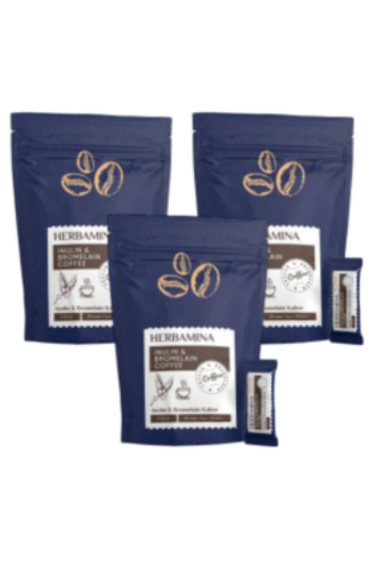 Herbamina Koffee mit Inulin und Bromelain, 30 Portionsbeutel à 3g, Kaffeegetränk mit Zusätzen, 90g Gesamtgewicht