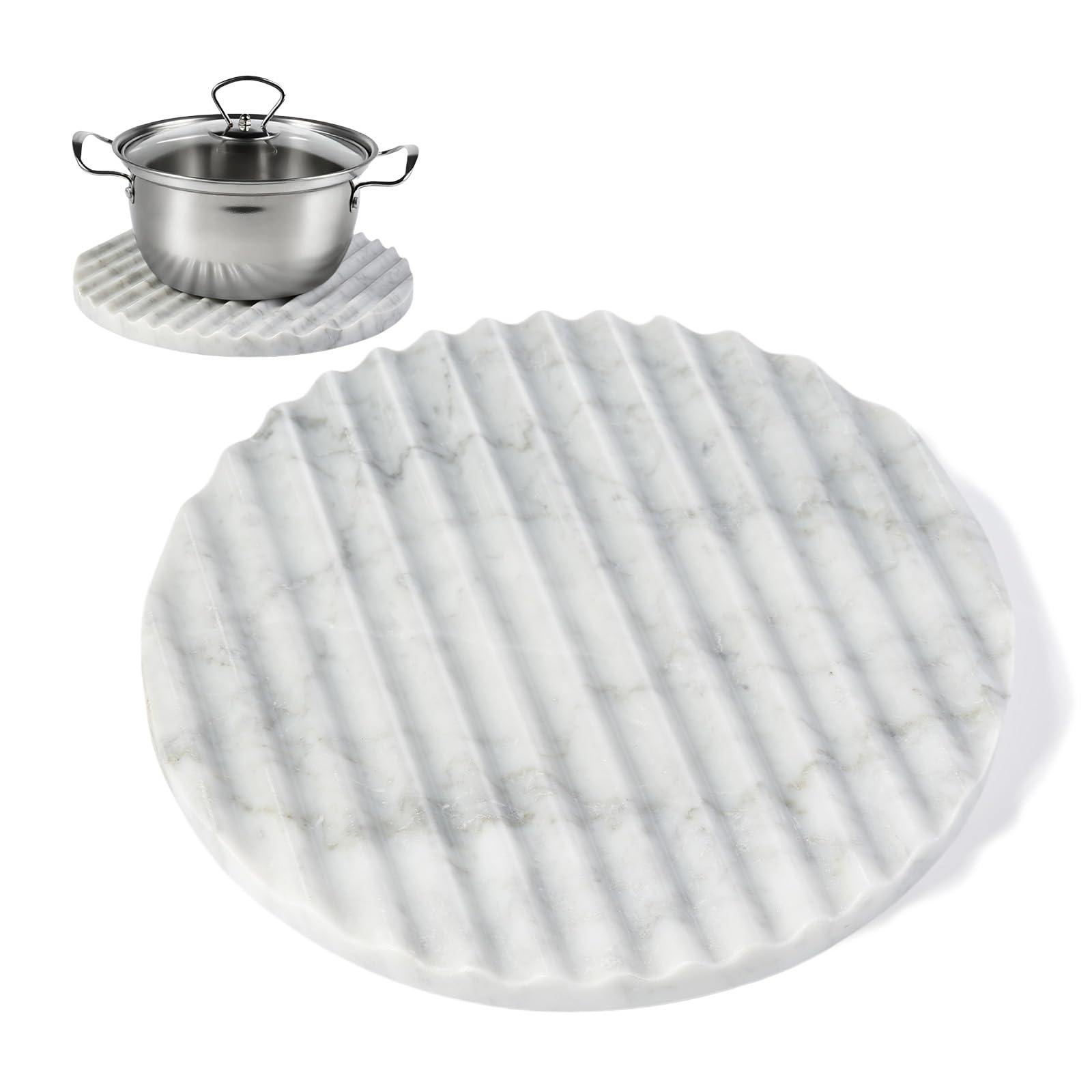 Koville Oval Marble Tray - Natural Stone Organizer For Jewelry, Vanity, Bathroom & Kitchen