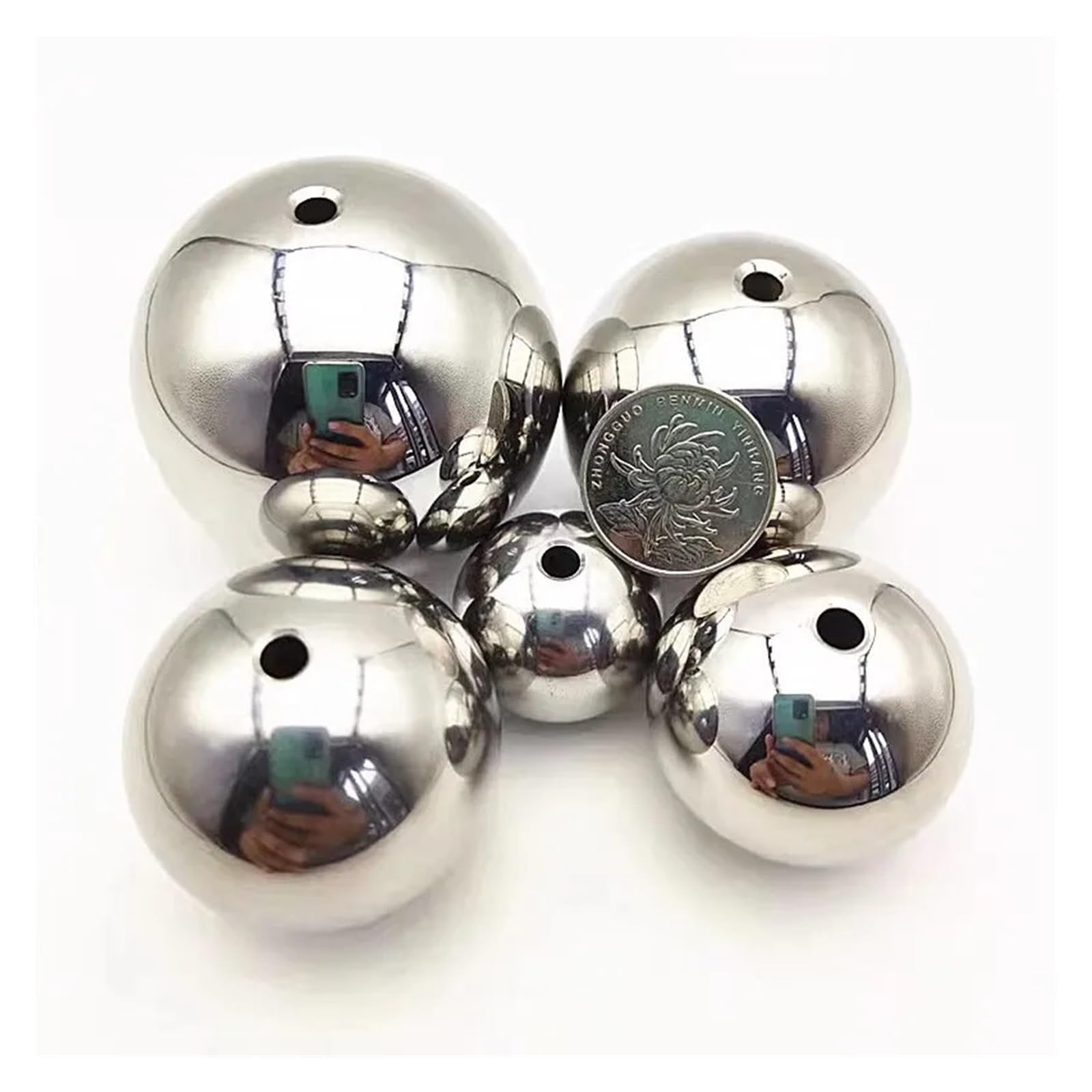 Solidne kulki ze stali nierdzewnej 304 z otworami przelotowymi bez...(50mmx10mm 1pc)