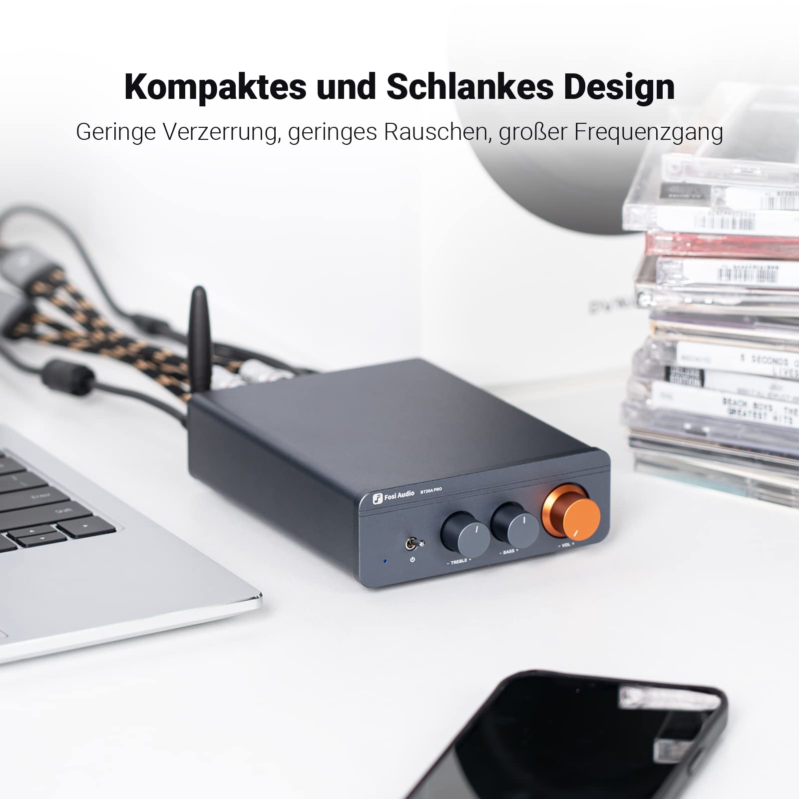Fosi Audio BT20A Pro HiFi Verstärker, 300Wx2 Mini Verstärker mit Bluetooth 5.0 & TPA3255, Class D Stereo 2.0 Kanal
