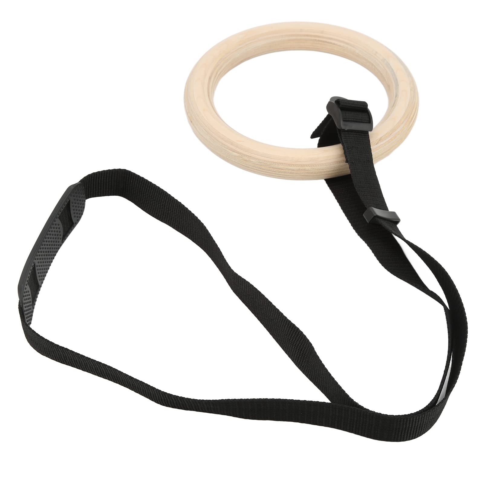 NYSUZHOUJI Wooden Gymnastic Rings Adjustable Straps 330lbs Capacity Pull Up Exercise Home Gym Workout