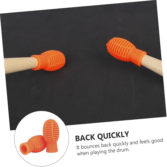 Cubre baquetas de silicona naranja para batería 2 piezas miniatura 4