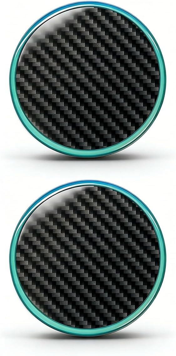 2PCS Carbon Fiber Car Cup Holder Mat, 2.7 Inch Luminous Personalized Auto Interior Drink Mat, Non-Slip Universal Cup Holder Insert Pad Decoration for Most Cars, Trucks, SUVs (Ordinary)