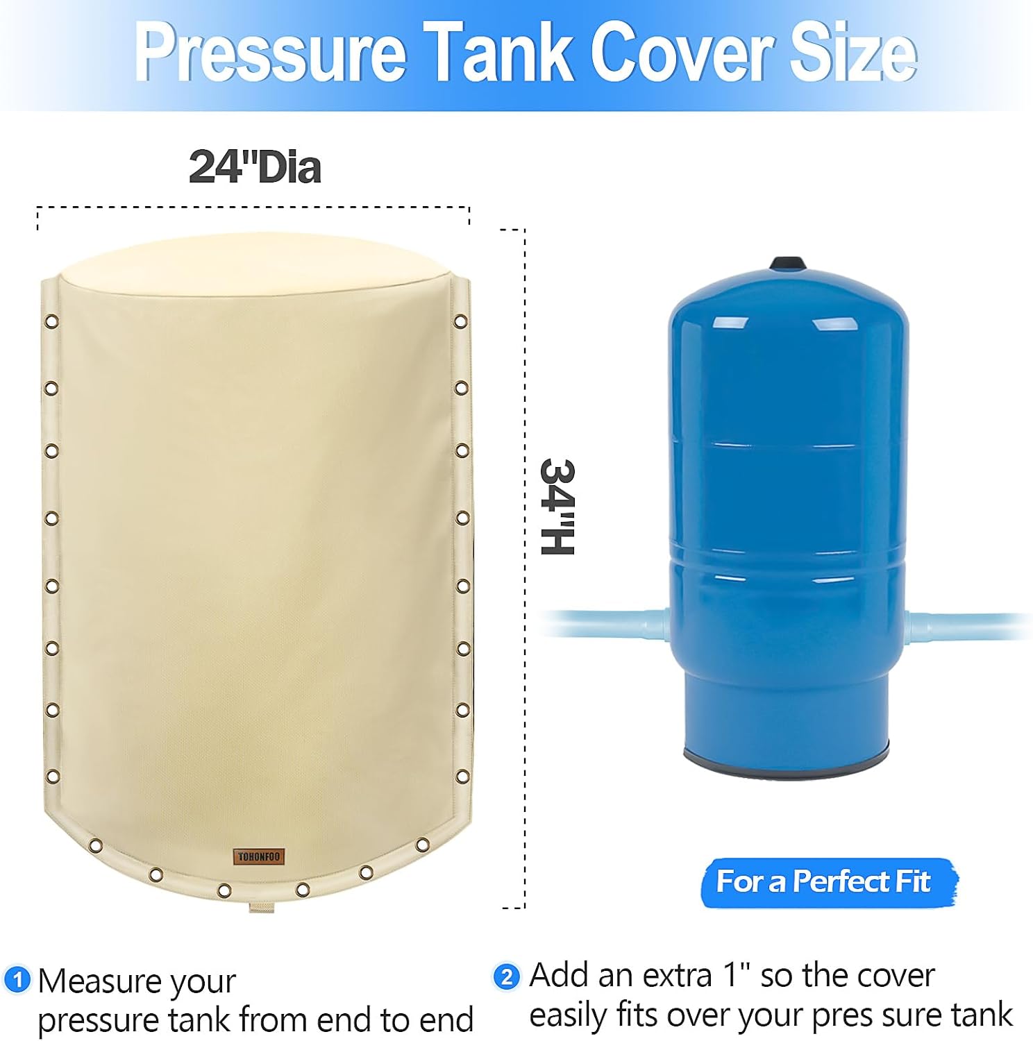 3-Way Round Well Pressure Tank Cover (5°F) - Insulated Well Pump Cover - Water Well Tank Covers - Thickened 3 Layers Water Well Tank Covers Insulated Freeze Proof, 24"Dia x 34"H