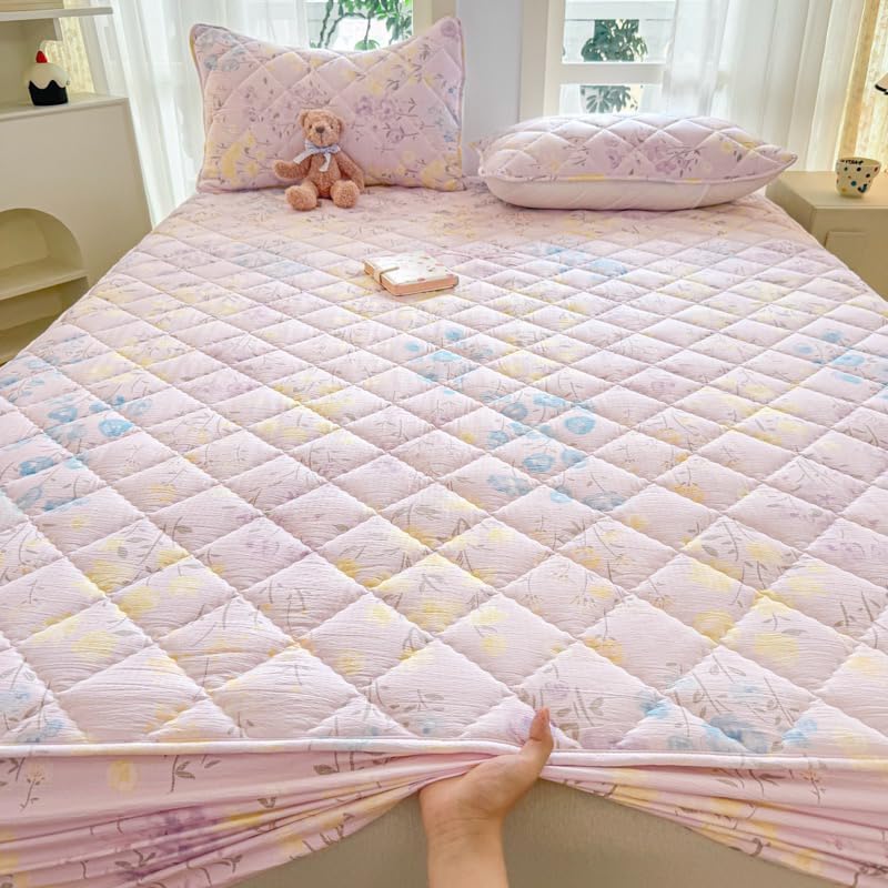 Mattress Protector, Soft Breathable Noiseless Mattress Cover with Stretchable Pockets for 6-11 inches Mattress, Machine Washable (03,Queen 60"x80")