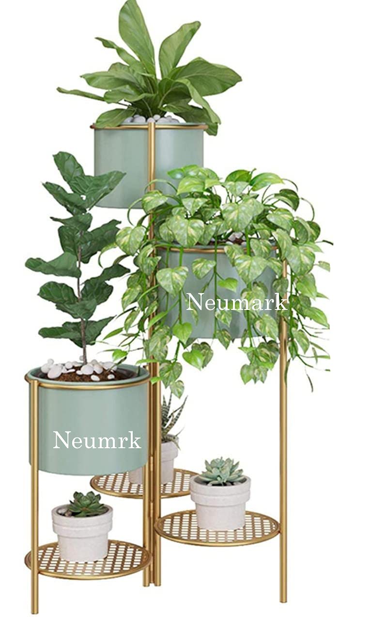 Neumark Iron Indoor Outdoor Bedroom Home and Office Planter Pot Tall Stand with Golden Stand 75 cm Tall (Green) (B09HN5R42D) Amazon Price History, Amazon Price Tracker