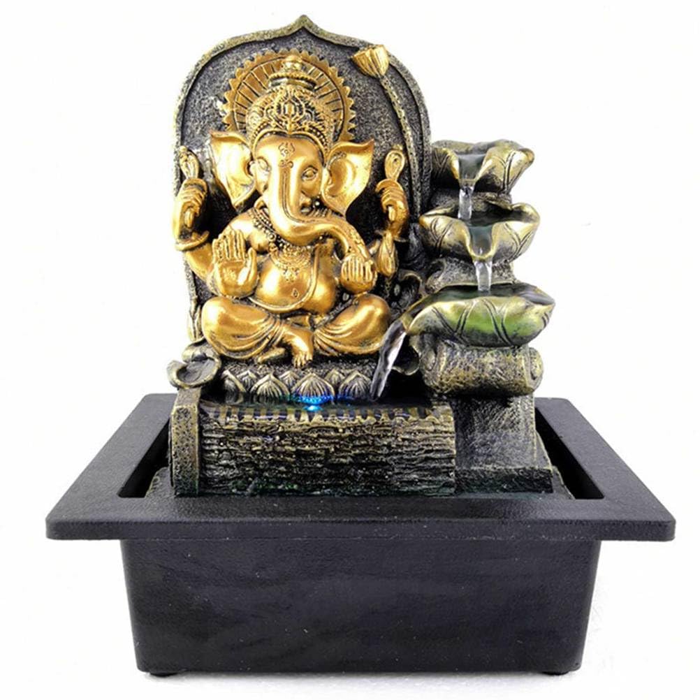DECORN 4-Tier Water Fountain Ganesha Statues Resin Home Decor