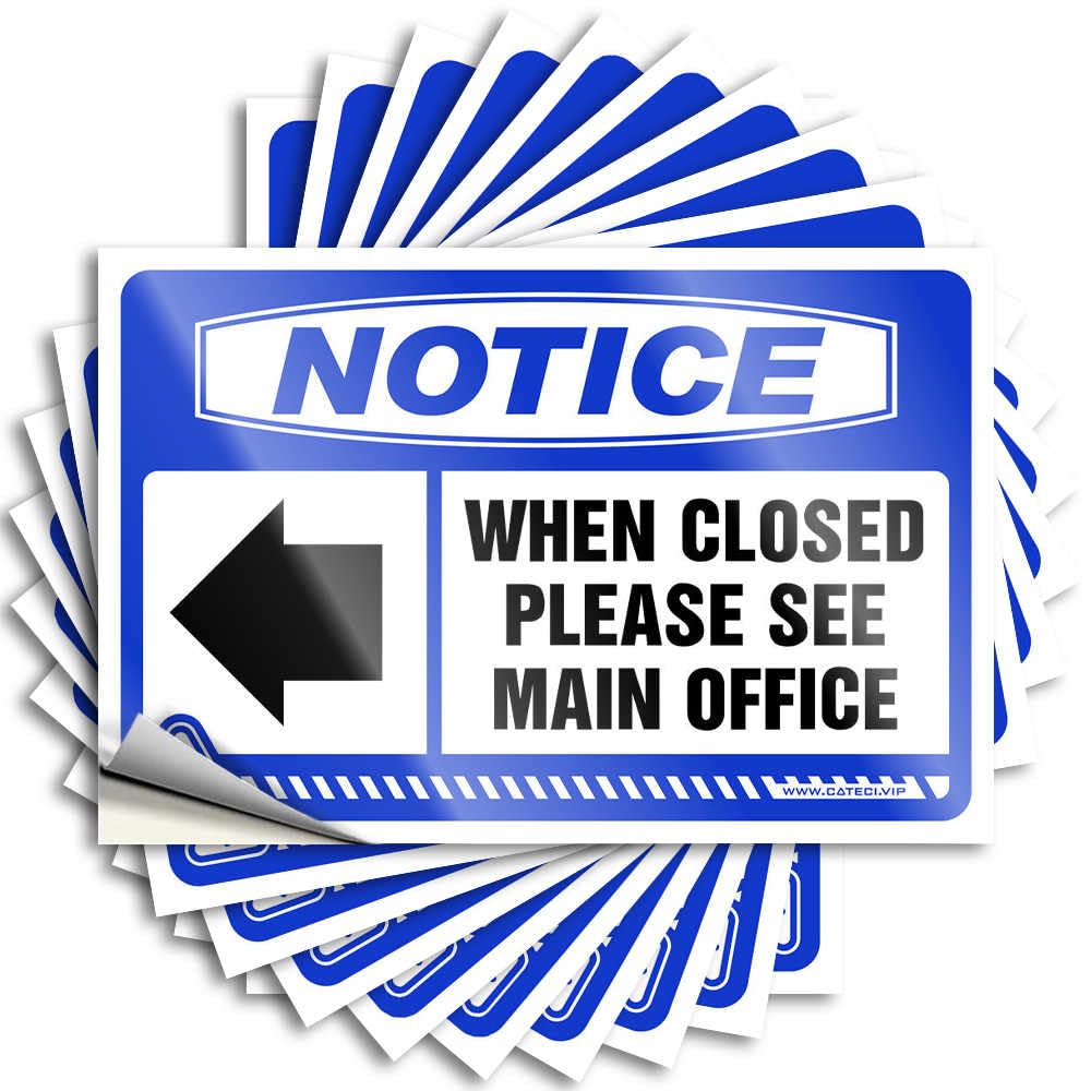 Funny Car Decals Notice When Closed Please See Main Office Stickers 10Pcs Car Decals Car Stickers for Women(8X12CM)