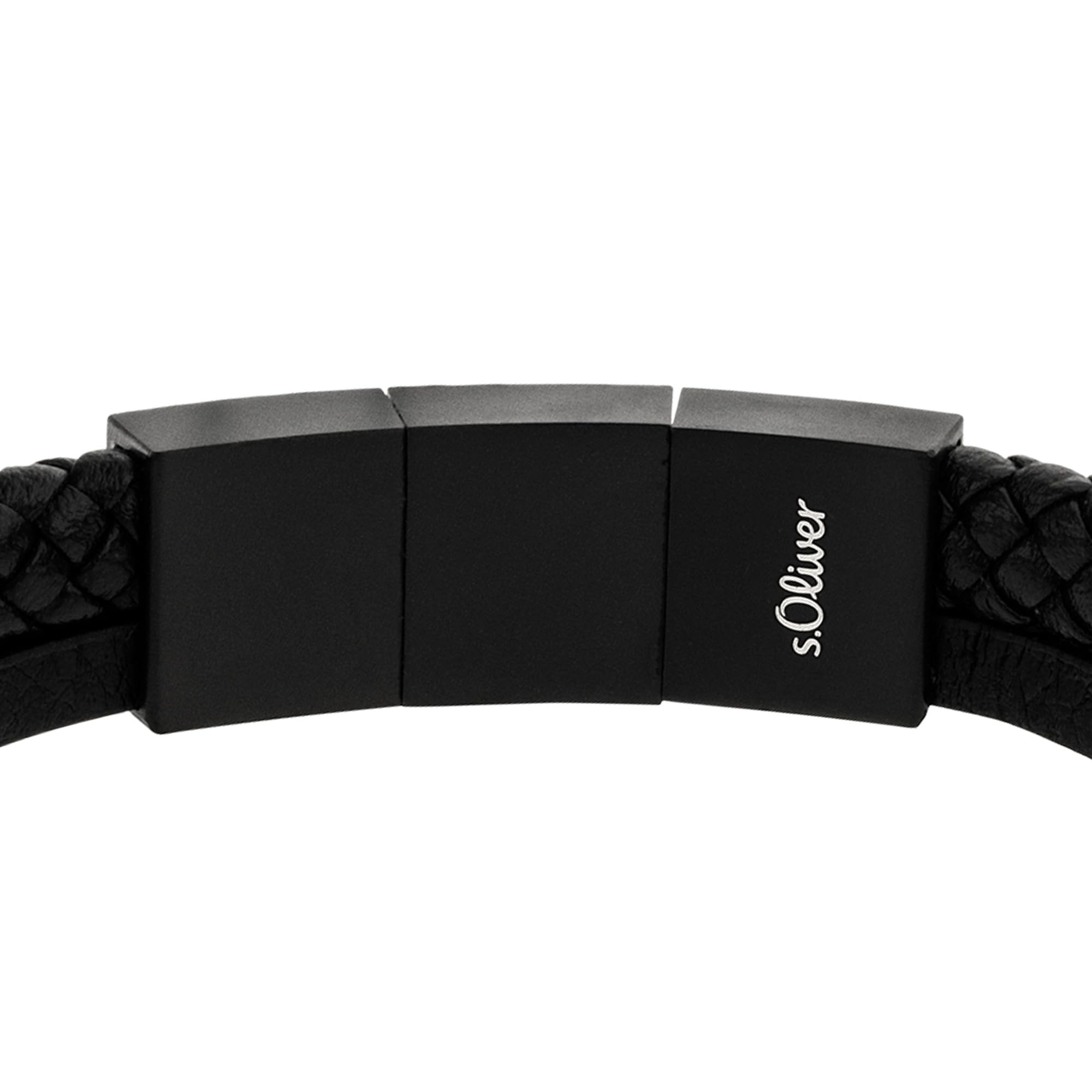 s.Oliver Herren Schmuck – Armband aus Leder mit Edelstahldetails – Klassisch, Stilvoll und Maskulin – Perfekte Geschenkidee