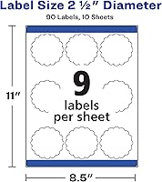 Vista 39 de Avery Etiquetas redondas imprimibles con Sure Feed, 2.5" de diámetro, blanco brillante, 90 etiquetas personalizables (22830)