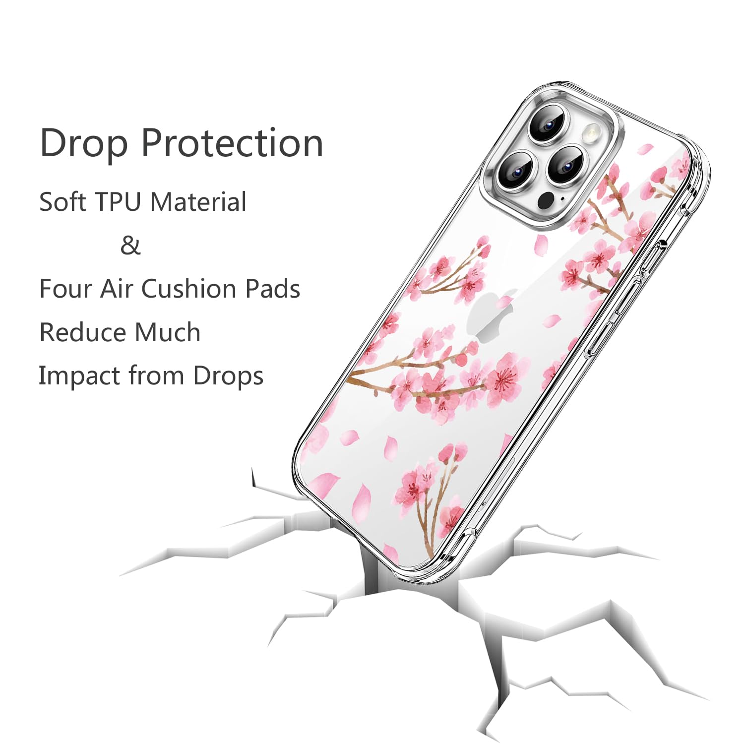 Amazon.com: HEYORUN Cherry Blossom Clear Case Compatible with