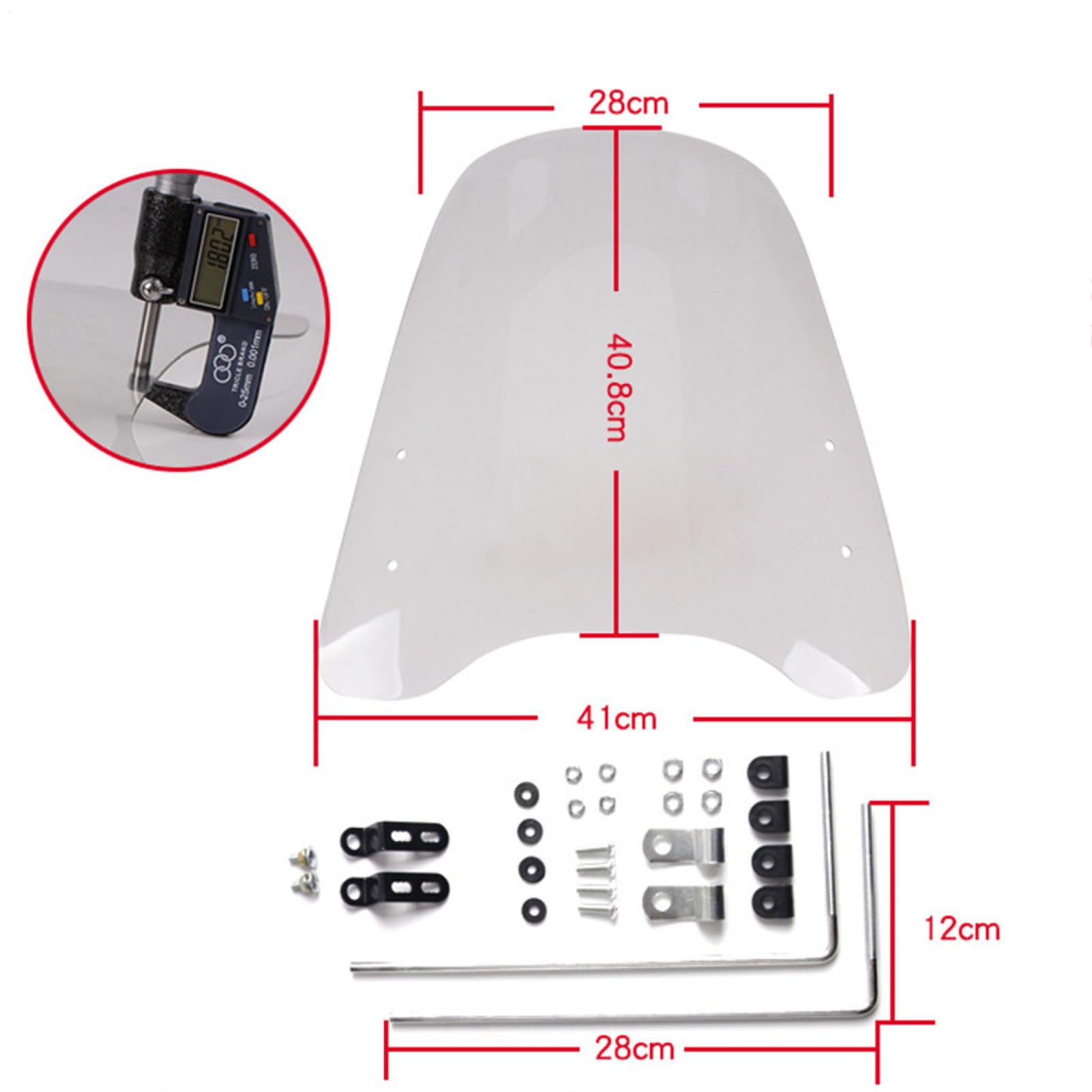 Pare-brise universel pour scooter – Pare-vent transparent HD, protection pour moto et cyclomoteur | Déflecteur Transparent pour Dirt Bike, protection réglable, accessoire d'équitation en plein air Com
