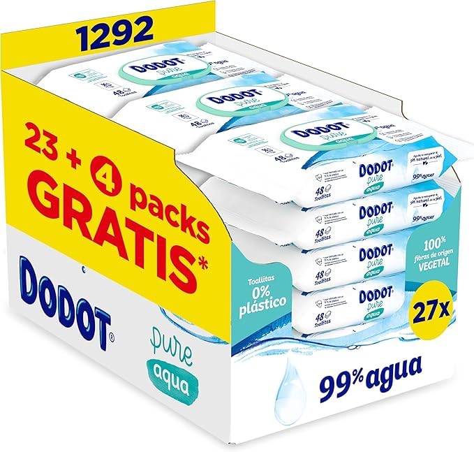 Dodot Toallitas Aqua Pure para Bebé, 1.296 Toallitas, Ayuda a...