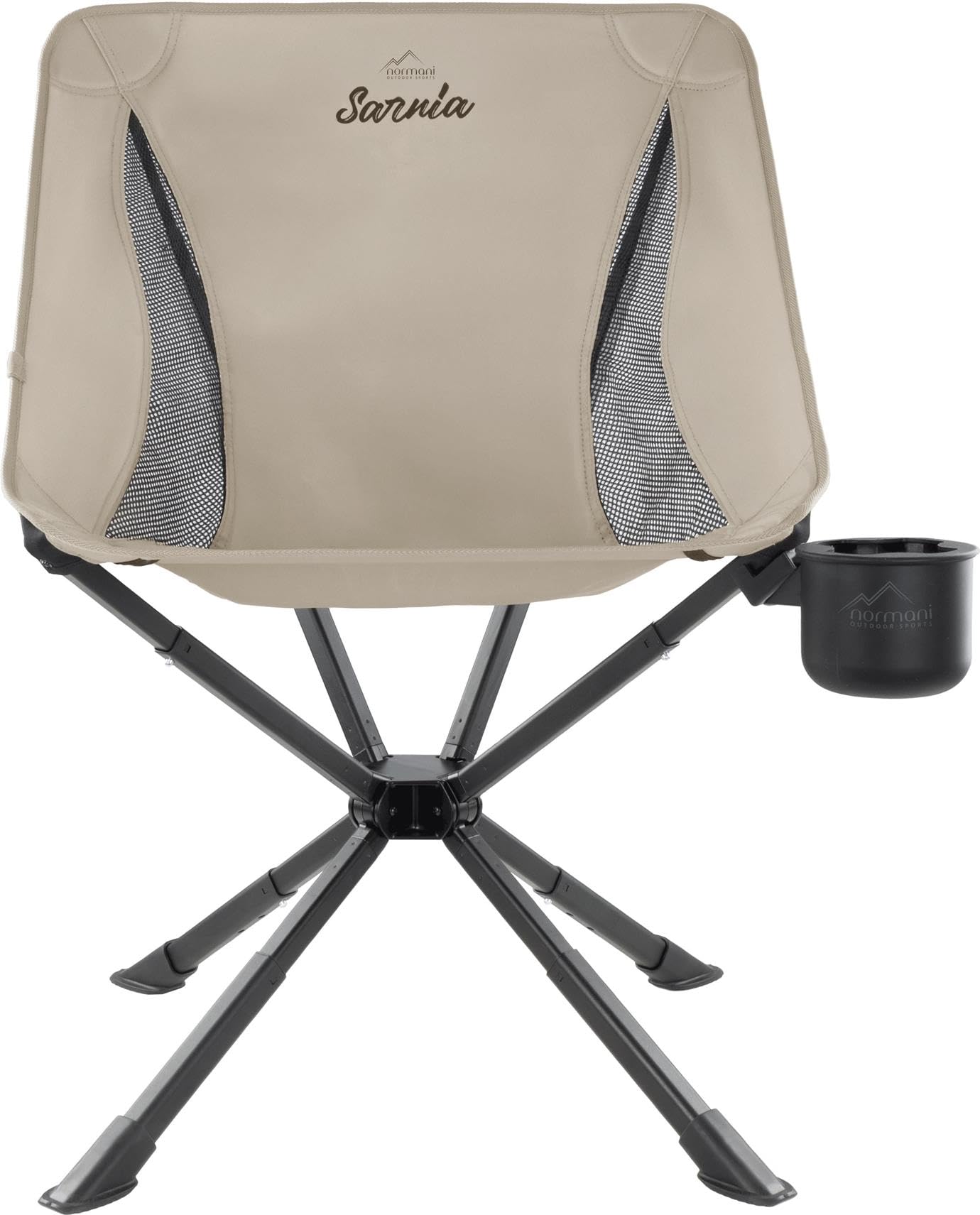 normani Leichter Camping Klappstuhl Angelstuhl - extra stabil mit Getränkehalter und kleinem Packmaß Grau-Beige OneSize