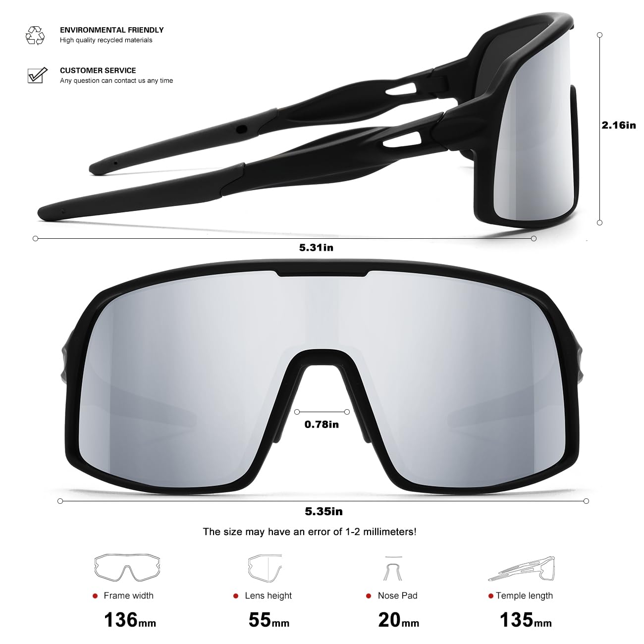 SEKKAF Polaryzacyjne sportowe okulary przeciwsłoneczne dla mężczyzn i kobiet, okulary rowerowe, ochrona przed promieniowaniem UV, do roweru górskiego, biegania, wędkowania