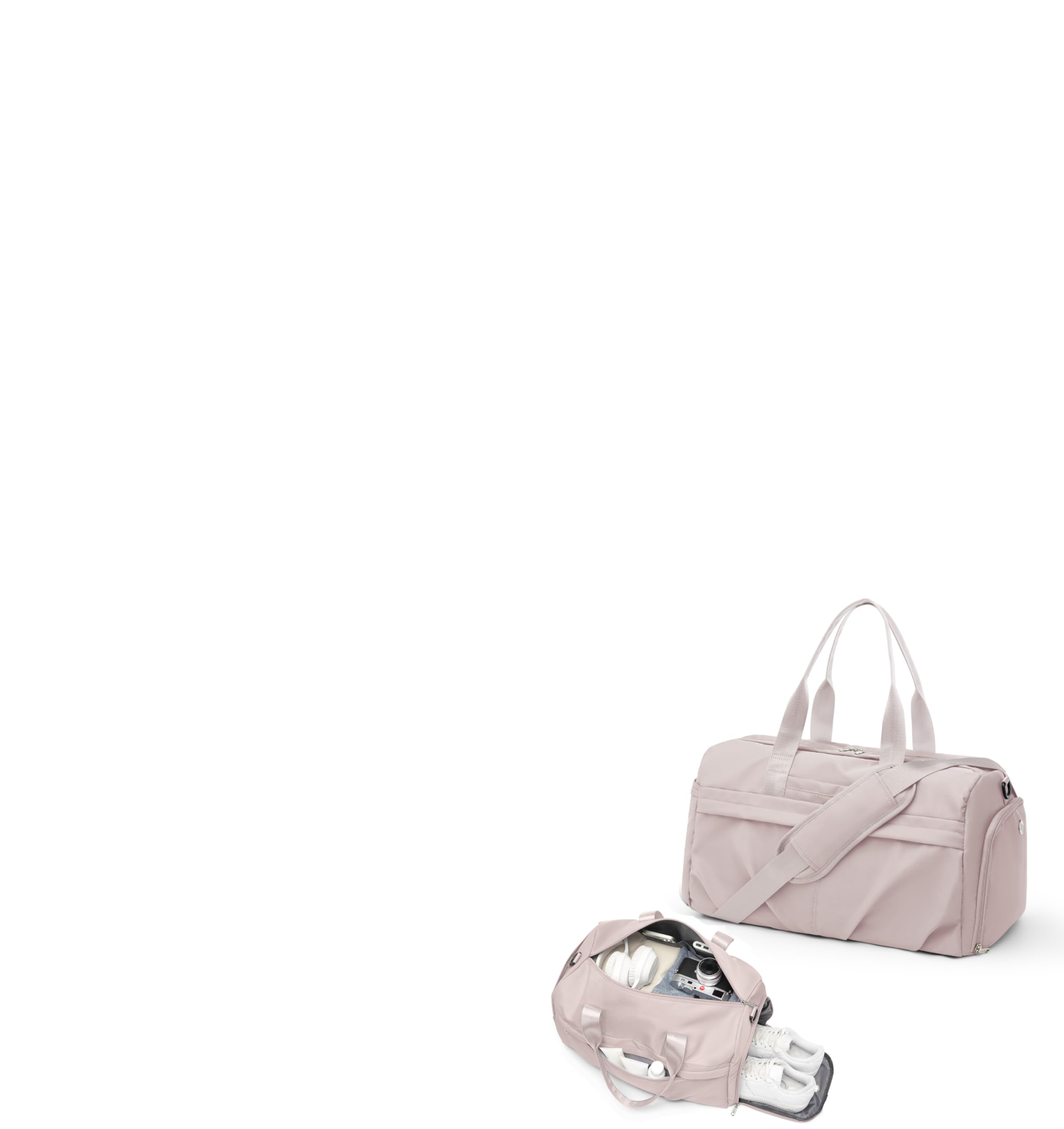 Gym Bag for Women Duffle Bag with Shoe Compartment Yoga Mat Bag Sports Workout Bag Weekend Overnight Bag, Light Pink