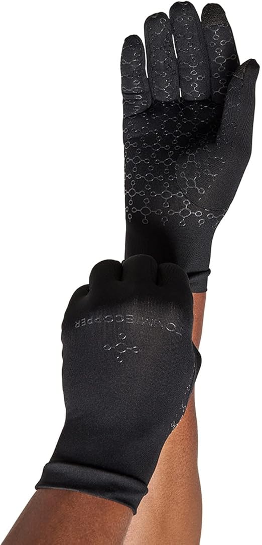 Tommie Copper Core Compression Infrared Full Finger Gloves| Non-Slip, Touchscreen Compatible, Warming Gloves for Stiffness