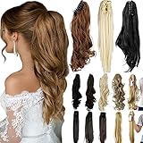 FUT 21inch 150g Straight Jaw Claw Ponytail Clip in Pony Tial Hair Extensions for Girl Lady Women Medium Brown