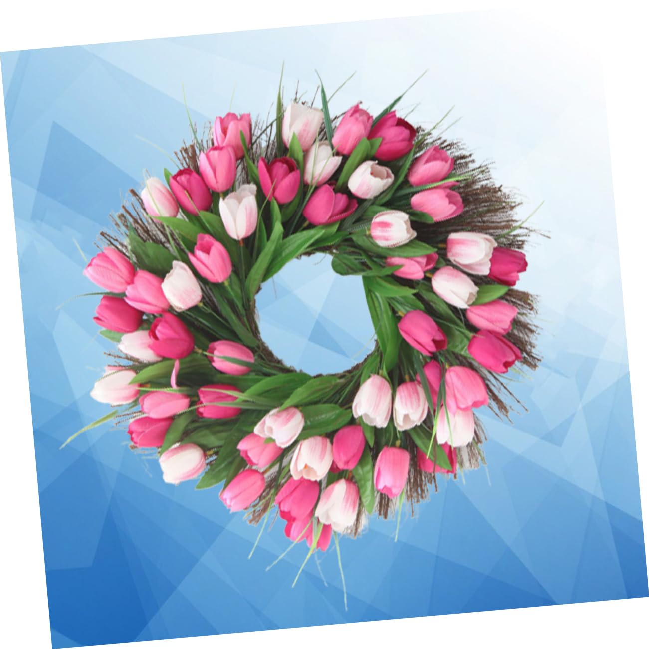 Guirnalda de Tulipanes Rosa de Tela y Ratán Sintético para Boda