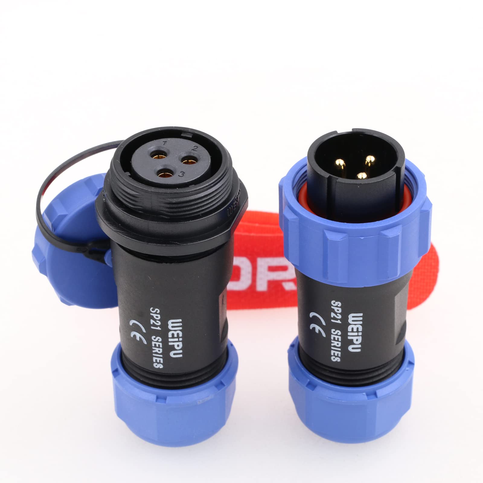 DRRIWeipu IP68 Threaded Coupling Connector SP21 3Pin Male Plug SP2110/P Female Socket SP2111/S with Dust Cap in-line Cable