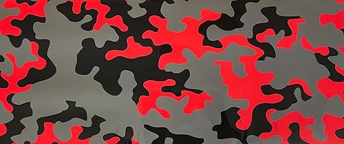 Calcomanía de vinilo de camuflaje brillante para automóvil, impermeable, sin burbujas de aire, bricolaje (36 x 60 pulgadas (3 pies x 5 pies), rojo,