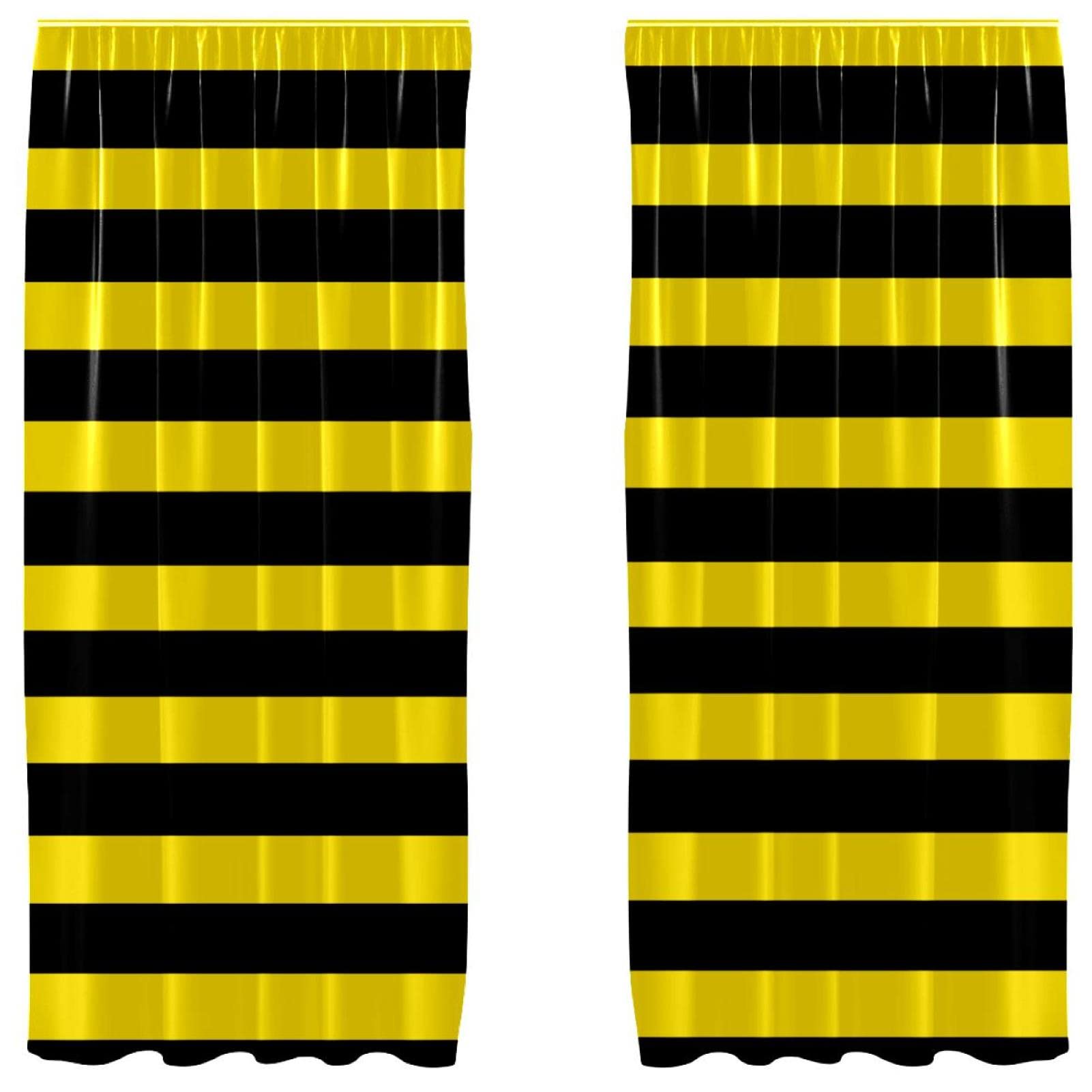 Cortinas opacas de microfibra 55 x 84 pulgadas con textura de abejas de rayas bicolor