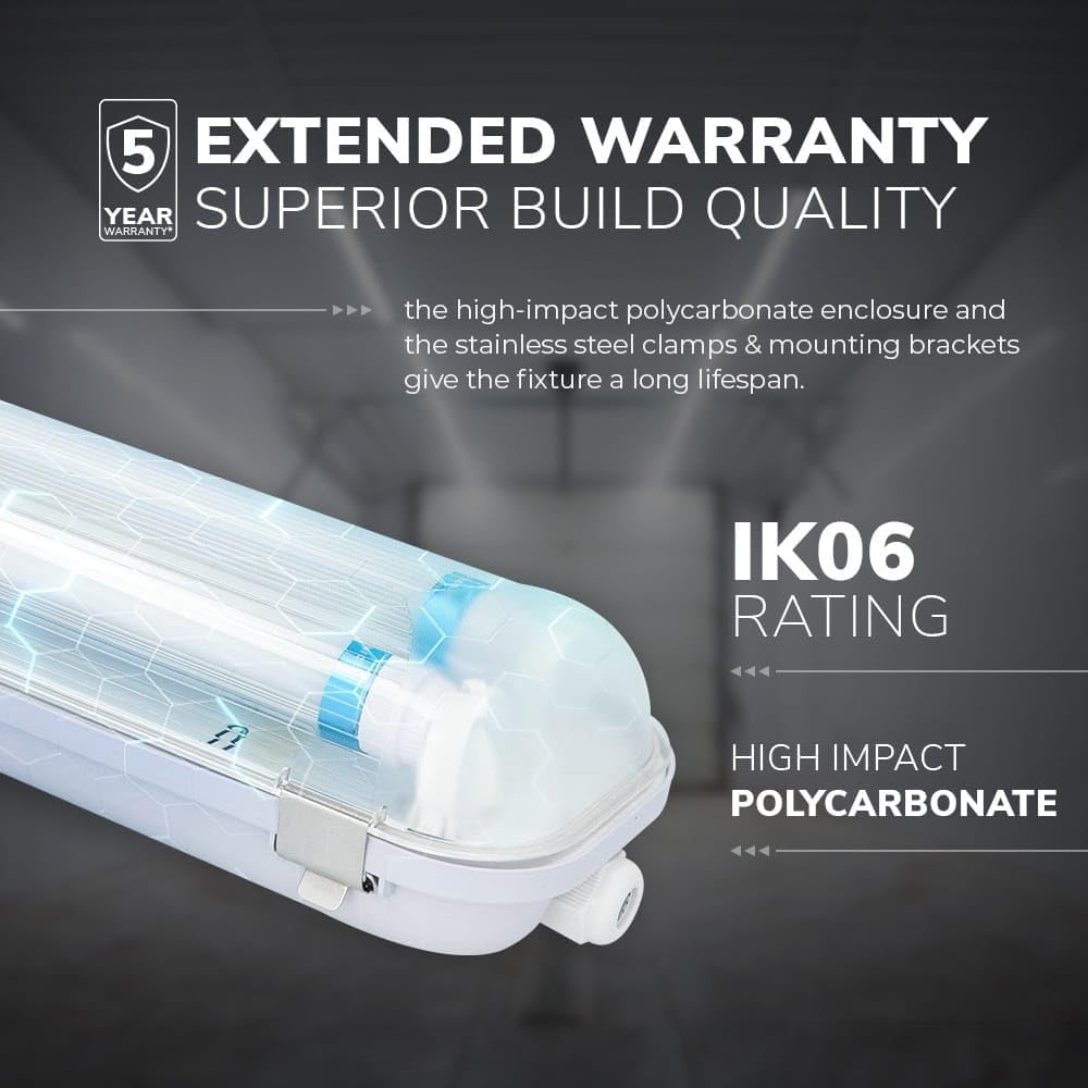 HOFTRONIC LED Luminaire highlighting its 5-year extended warranty and superior build quality with IK06 rating.