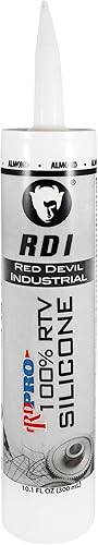 Red Devil 08162I RD PRO RTV de grado industrial 100% silicona resistente a la intemperie, tubo de 10.1 oz, almendra, paquete de 1