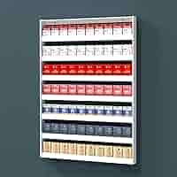 タバコ陳列スチールラック　5列5段　店舗什器　【状態良好】♦注あり タバコ陳列スチールラック 5列5段 店舗什器 【状態良好】♢注あり