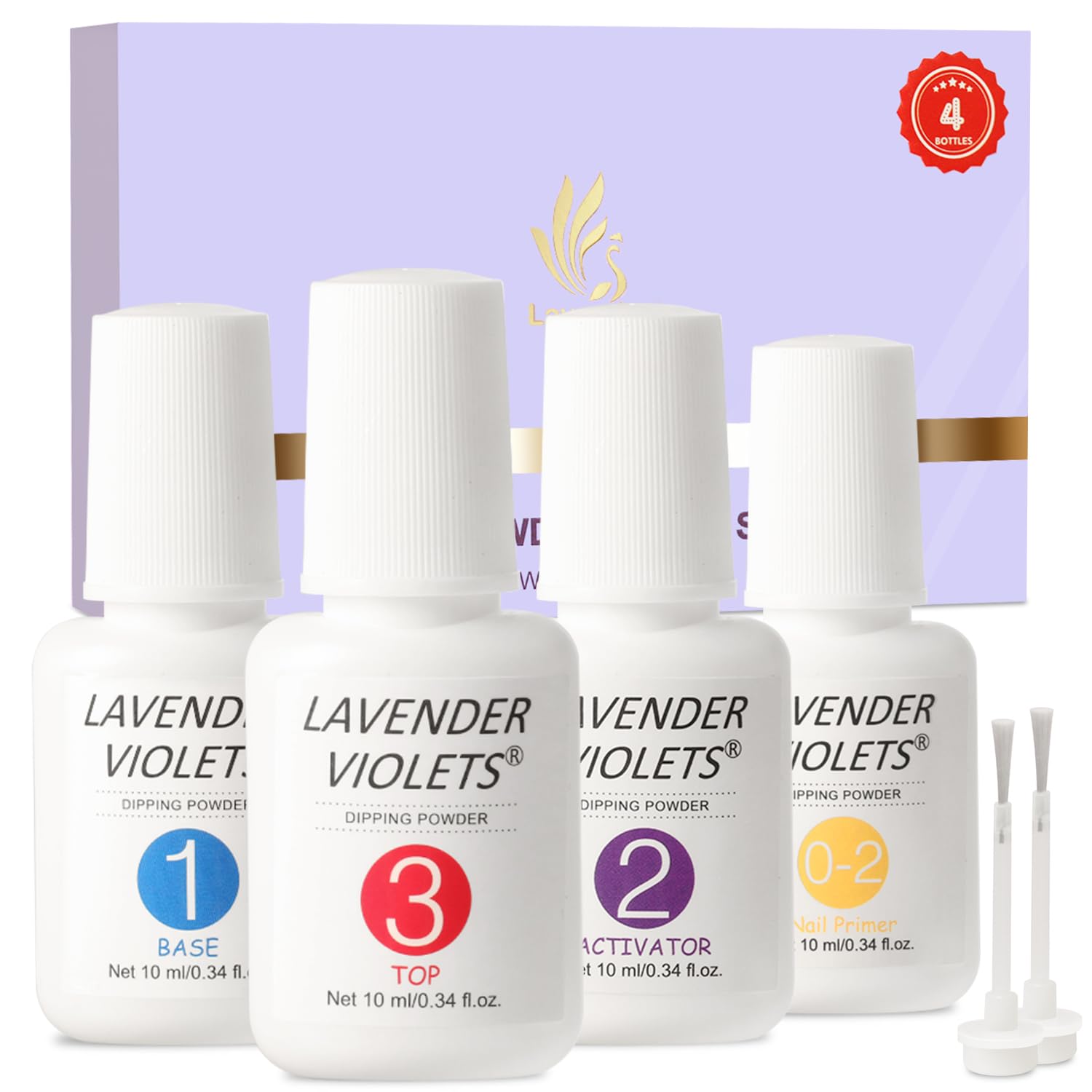 Lavender Violets Dip Powder Liquid Set with Nail Primer, Activator, Base and Top Coat Long Lasting for Dip Powder Nail Kit J781