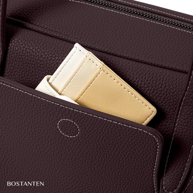 BOSTANTEN Bolsa de Ombro Feminina Grande em Couro Texturizado, Tote Casual Moderna, Bolsa de Mão Versátil para Trabalho, Viagem e Dia a Dia BOSTANTEN Bolsa de Ombro Feminina Grande em Couro Texturizado, Tote Casual Moderna, Bolsa de Mão Versátil para Trabalho, Viagem e Dia a Dia