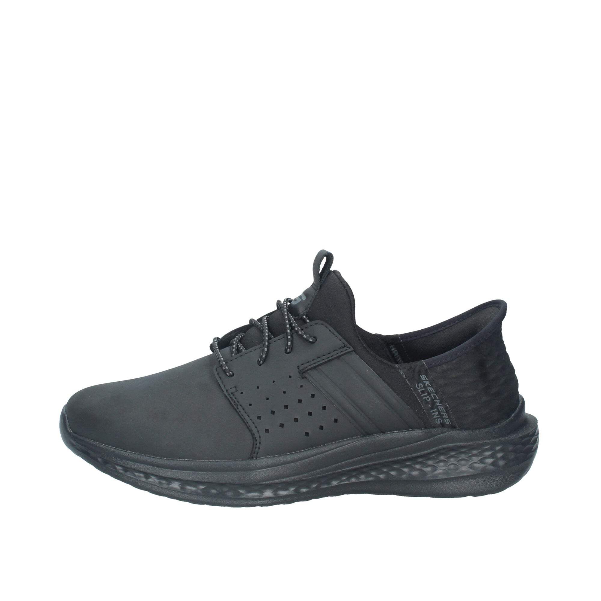 Skechers Men's Slade Zachary Slip-in Trainers, Black Mesh/Leather, 11 UK