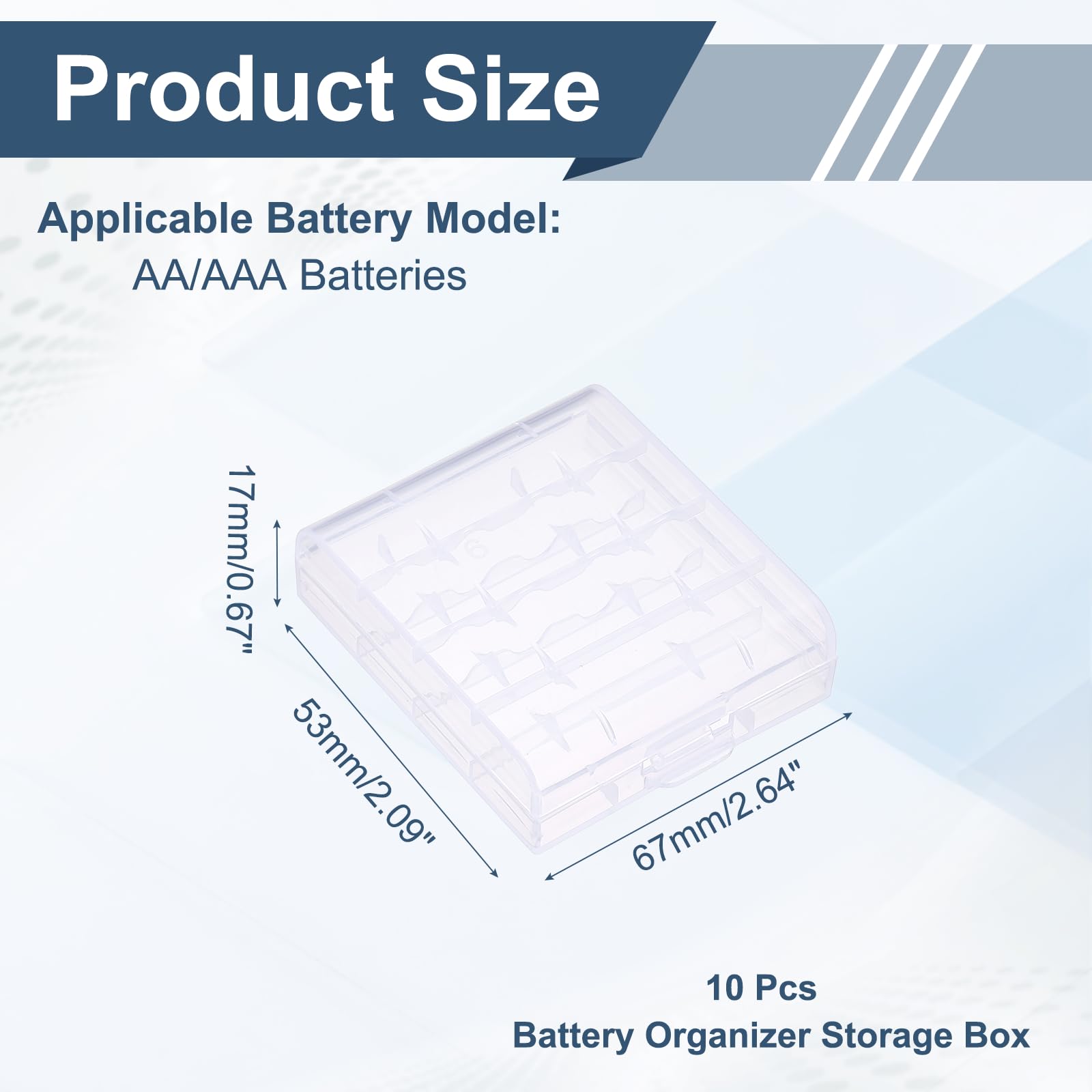 QUARKZMAN Porta Batterie Organizer Scatola Immagazzinaggio 4 x AA/AAA Custodia In Plastica Trasparente Confezione 10