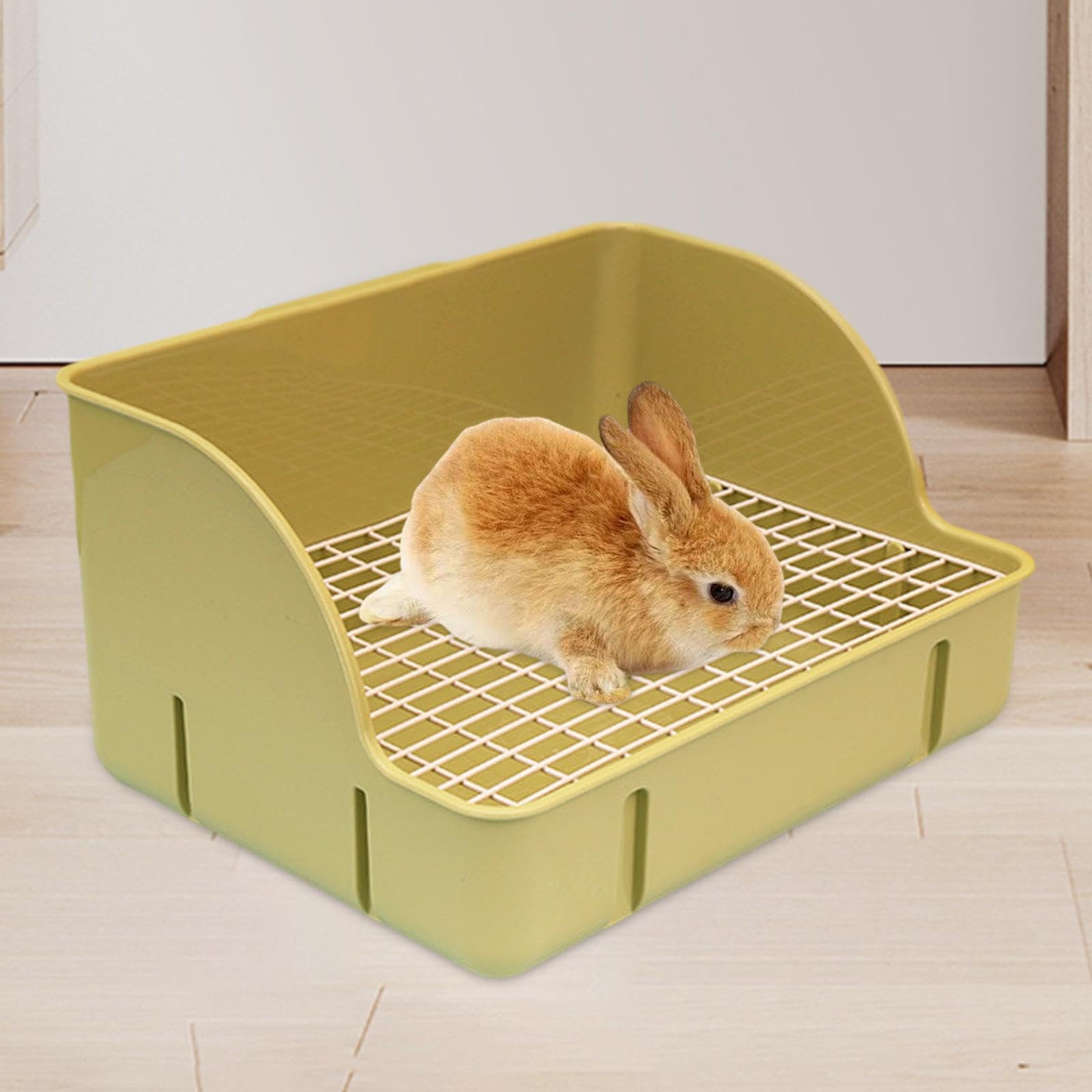 Caja de Arena para Conejos, Bandeja de Arena esquinera, Jaula para Inodoro, Caja de Cama, Inodoro para Mascotas para Hurones y, Malla de Acero Verde
