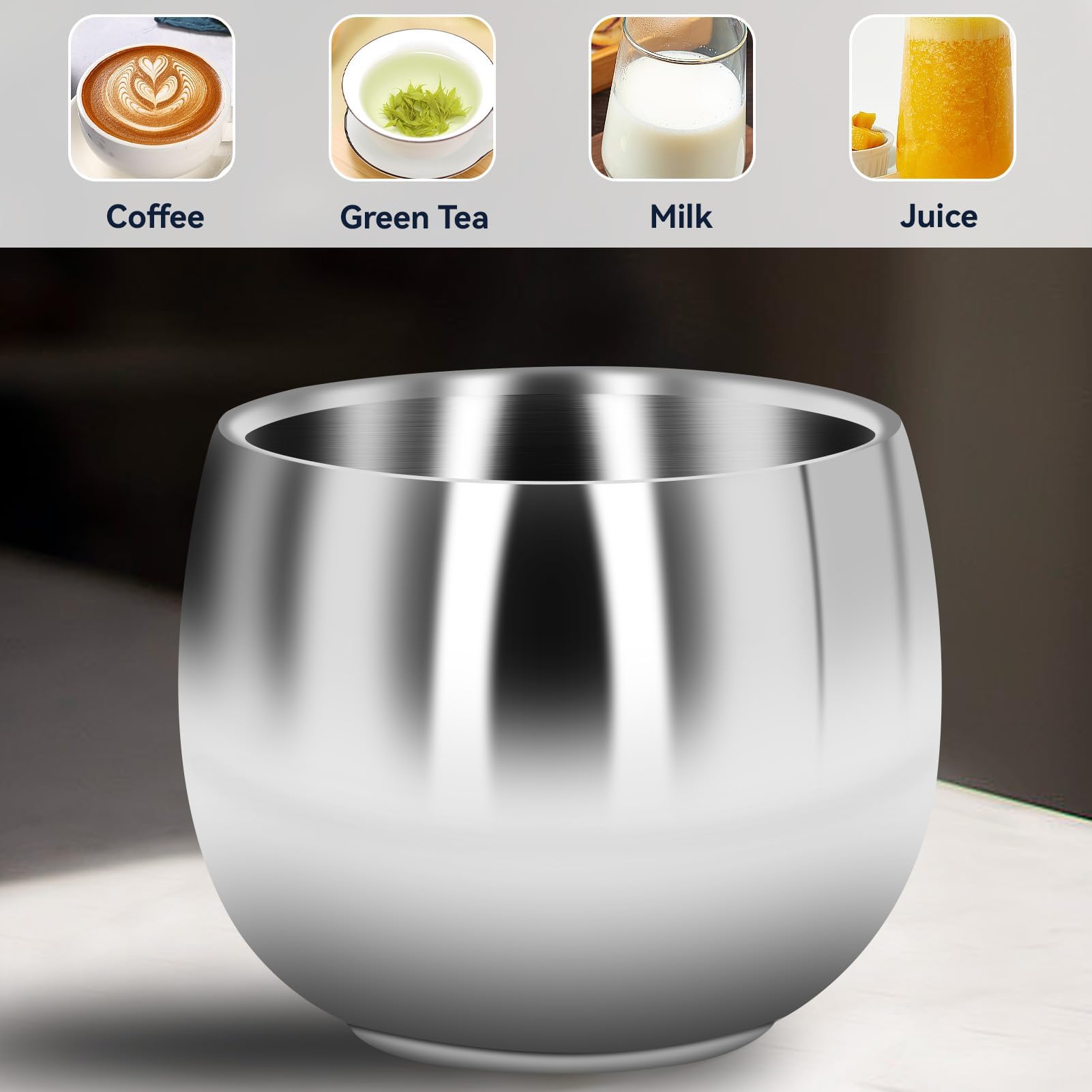 Hoshen Tazza Da Caffè A Doppio Strato In Acciaio Inox Da 4 Once