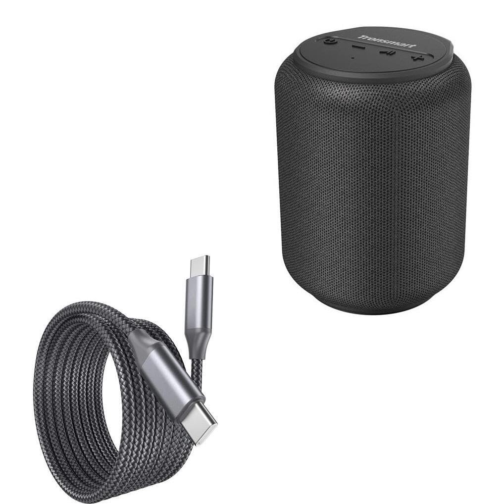 BoxWave Cable Compatible with Tronsmart T6 Mini Upgraded Portable Speaker - DirectSync PD Cable (10ft) - USB-C to USB-C (100W), Long 10 Foot PD Braided Nylon Alloy Cable - Jet Black