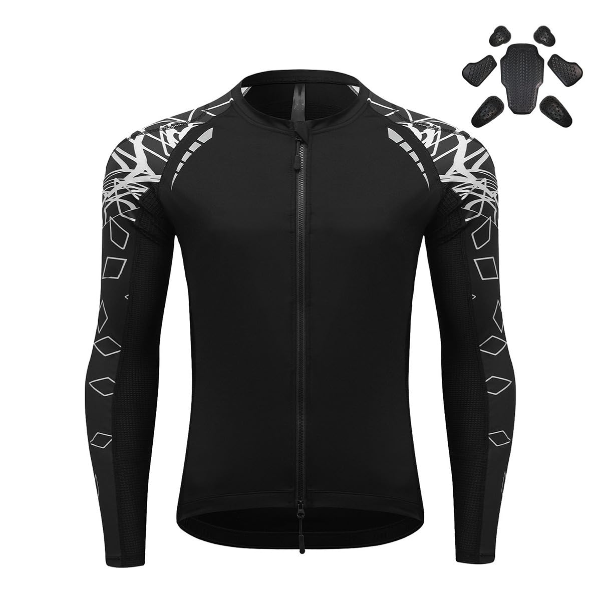Chaqueta moto hombre con protecciones CE extraíbles, camisa moto de malla transpirable con detalles reflectantes, equipamiento moto ligero de verano para touring y carret(Size:L,Color:Black White2)